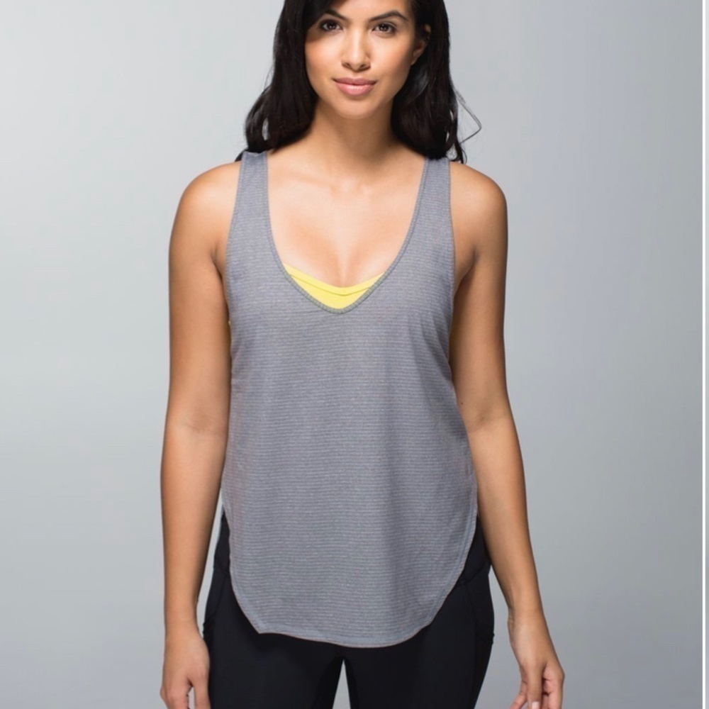 Lululemon Two Piece Seek the Heat Tank/Bra Heathered Slate/Pear Size 6